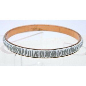 MATISSE RENOIR White Grey Gray Stripe Enamel Copper Bangle Bracelet